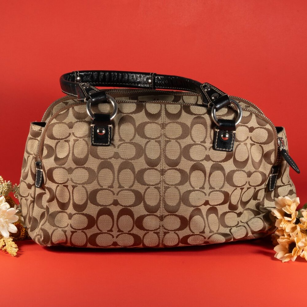 Coach Penelope B1070-F146 Light Brown Signature Jacquard 3 Sections Shoulder Bag - Picture 4 of 11